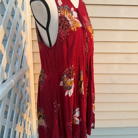 Free People Red Lovely day Floral Backless Dress - Picture 9 of 11